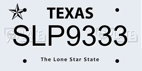 SLP9333 Texas License Plate