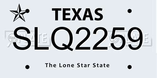SLQ2259 Texas License Plate
