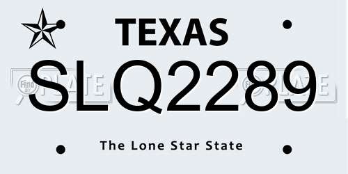 SLQ2289 Texas License Plate
