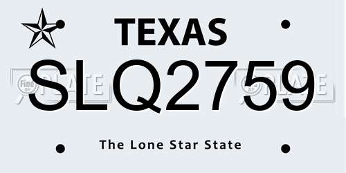 SLQ2759 Texas License Plate