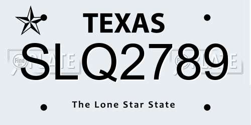 SLQ2789 Texas License Plate