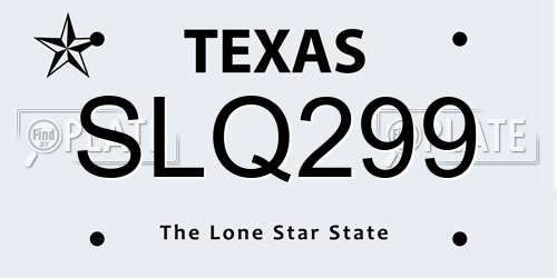 SLQ299 Texas License Plate