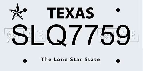 SLQ7759 Texas License Plate