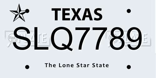 SLQ7789 Texas License Plate