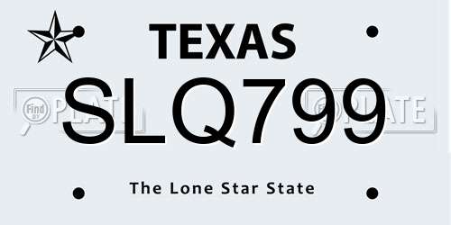 SLQ799 Texas License Plate