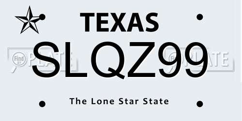 SLQZ99 Texas License Plate