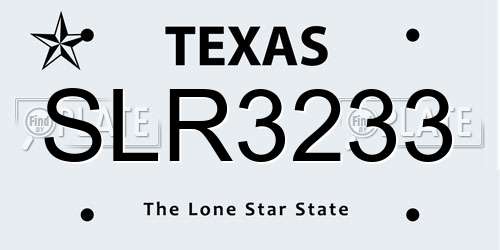 SLR3233 Texas License Plate