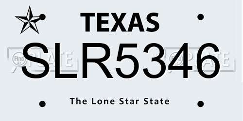 SLR5346 Texas License Plate
