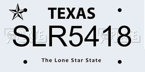SLR5418 Texas License Plate