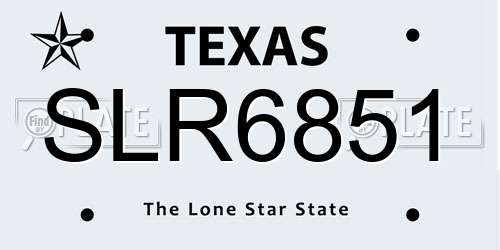 SLR6851 Texas License Plate