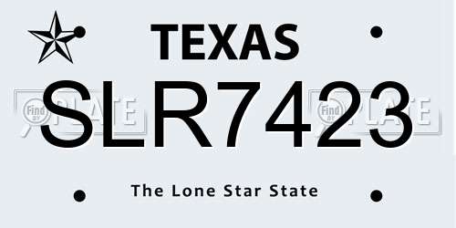 SLR7423 Texas License Plate