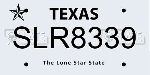 SLR8339 Texas License Plate