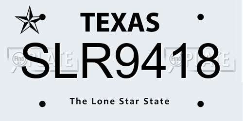 SLR9418 Texas License Plate