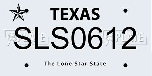 SLS0612 Texas License Plate