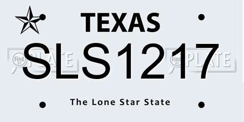 SLS1217 Texas License Plate