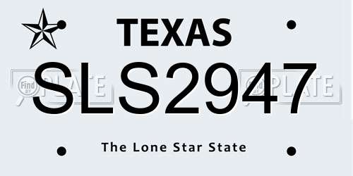 SLS2947 Texas License Plate