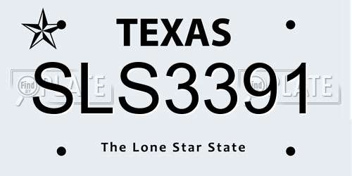SLS3391 Texas License Plate