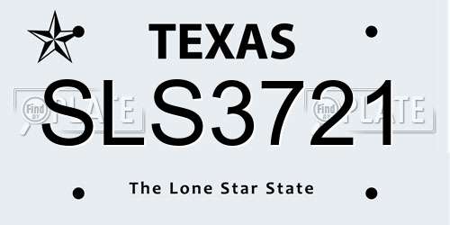 SLS3721 Texas License Plate