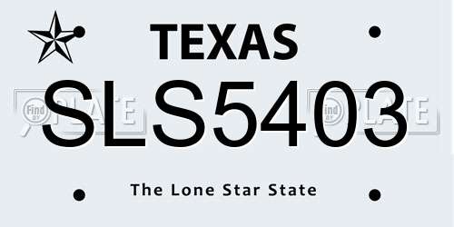 SLS5403 Texas License Plate