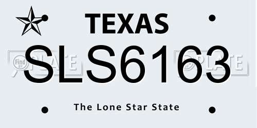 SLS6163 Texas License Plate