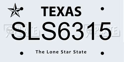 SLS6315 Texas License Plate