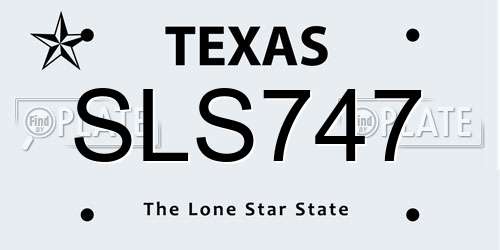 SLS747 Texas License Plate