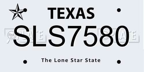 SLS7580 Texas License Plate
