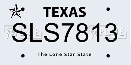 SLS7813 Texas License Plate