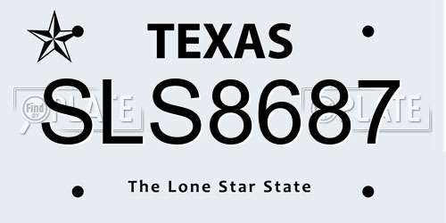 SLS8687 Texas License Plate