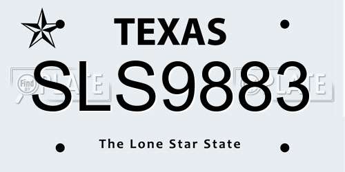 SLS9883 Texas License Plate