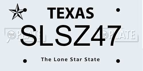 SLSZ47 Texas License Plate