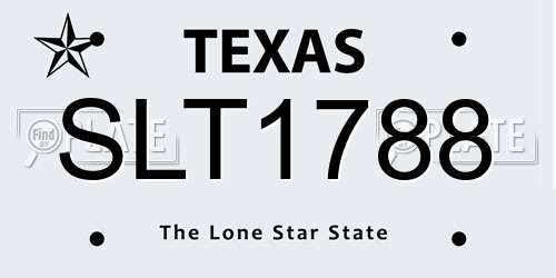 SLT1788 Texas License Plate