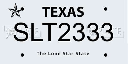 SLT2333 Texas License Plate