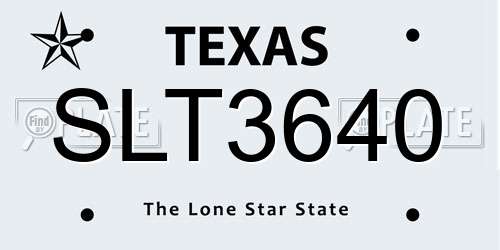 SLT3640 Texas License Plate
