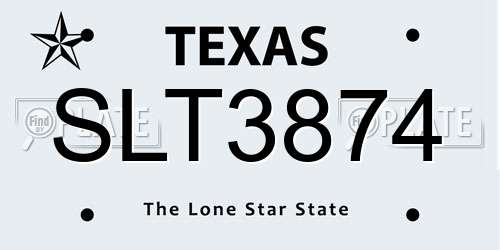 SLT3874 Texas License Plate