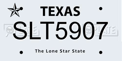 SLT5907 Texas License Plate