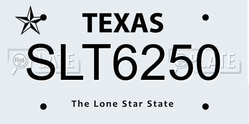 SLT6250 Texas License Plate