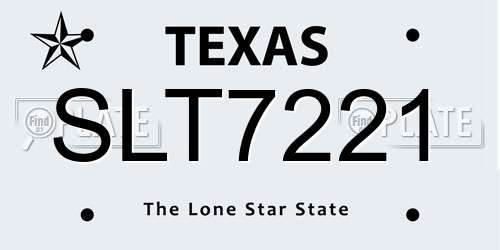SLT7221 Texas License Plate