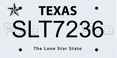 SLT7236 Texas License Plate