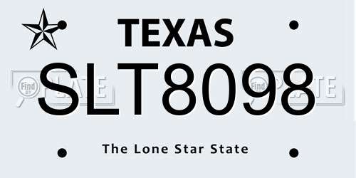 SLT8098 Texas License Plate