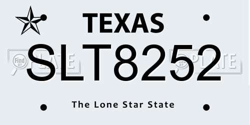 SLT8252 Texas License Plate