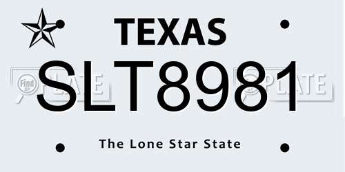SLT8981 Texas License Plate