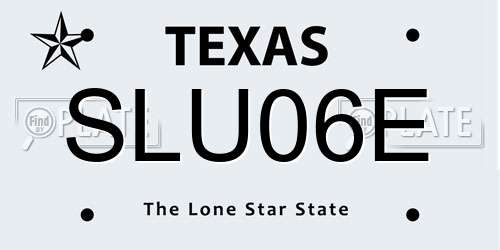 SLU06E Texas License Plate