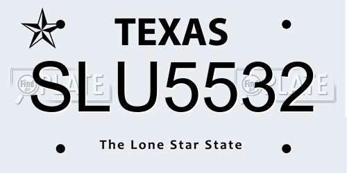 SLU5532 Texas License Plate