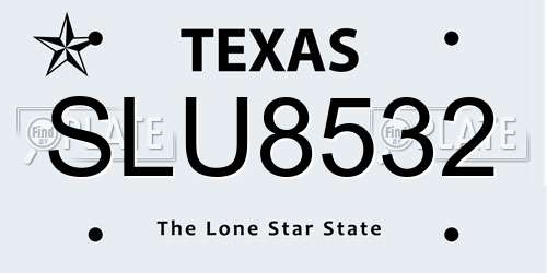 SLU8532 Texas License Plate