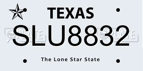 SLU8832 Texas License Plate