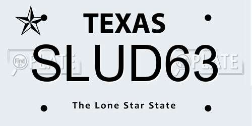 SLUD63 Texas License Plate