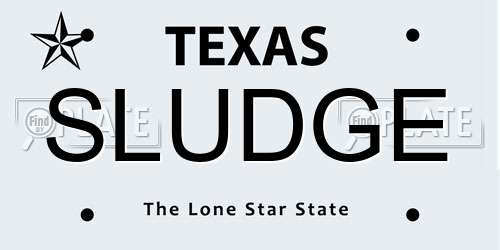 SLUDGE Texas License Plate