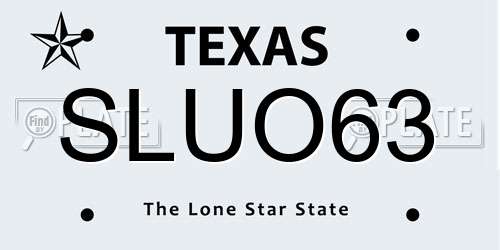 SLUO63 Texas License Plate