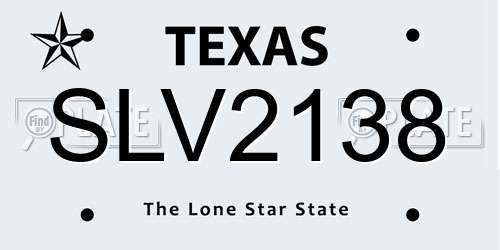 SLV2138 Texas License Plate